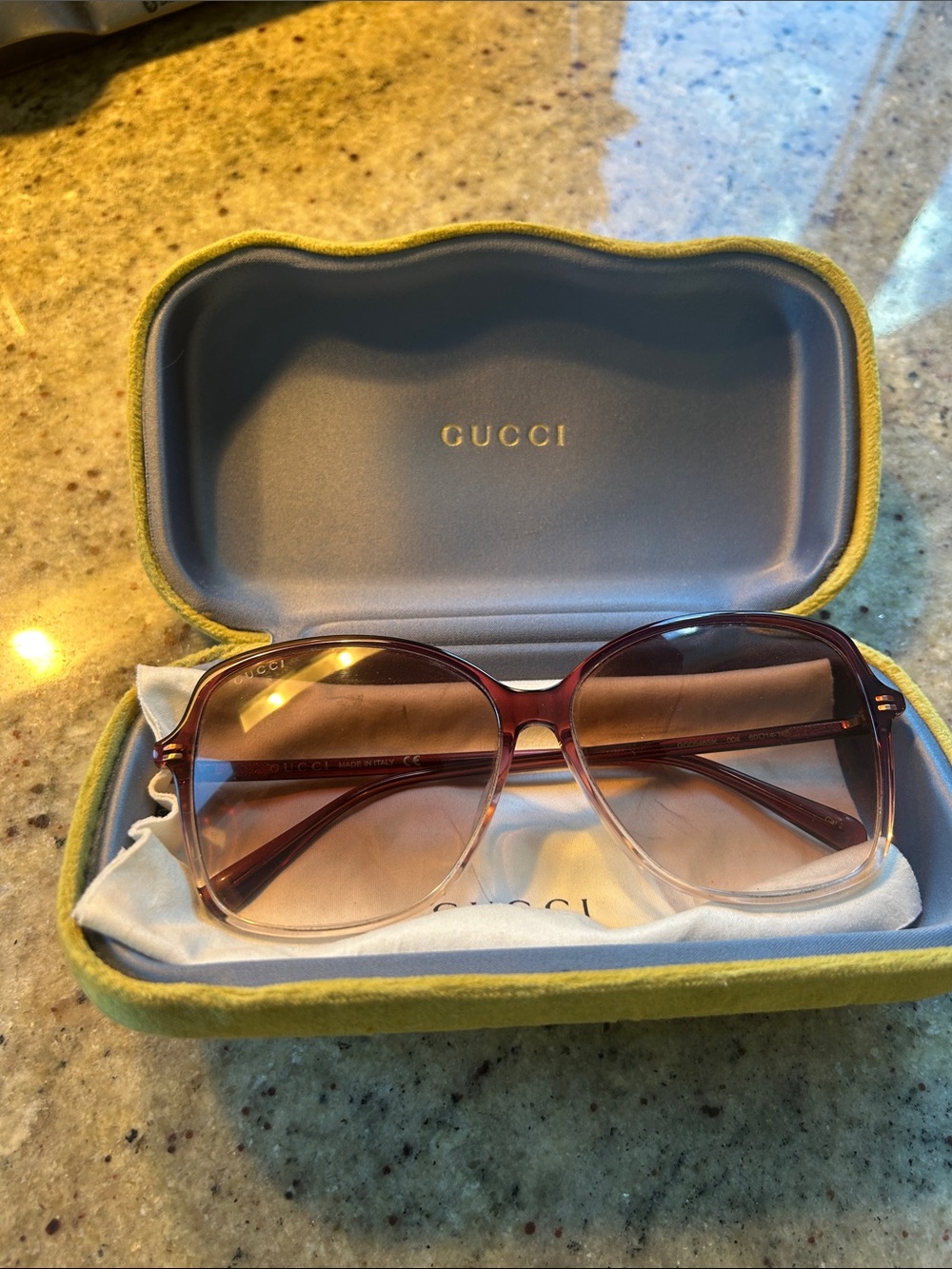 Gucci Women's Gradient Pink-Brown Oversized Sunglasses